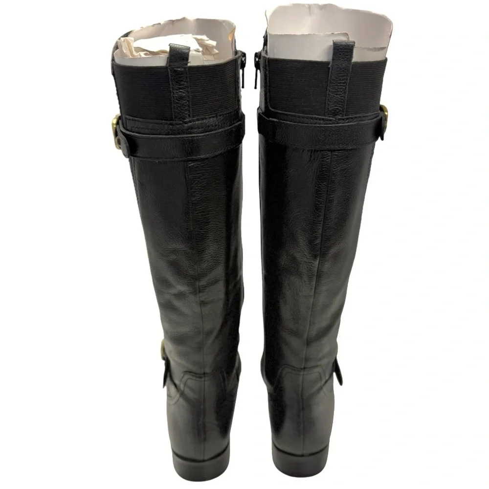 Naturalizer Jessie Black Leather Wide-Calf Knee-High Riding Boots – Size 7.5 New